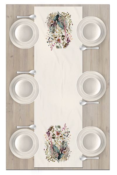 Bertille Home Flower Series 140x40 Cm Digital Printed Runner