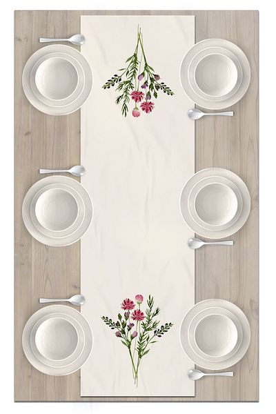 Bertille Home Σειρά λουλουδιών 140x40 cm Digital Printed Runner