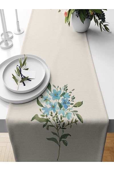 Bertille Home Flower Series 140x40 Cm Digital Printed Runner
