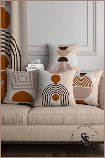 Saso 4 db etnikai bársonyos díszpárnakészlet - mintás és digitális nyomtatással