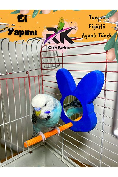 Ciko Kafes Colorful Rabbit Figured Bird Perch - Mirrored