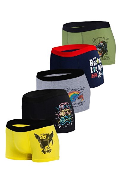 Mor 5'li Erkek Çocuk Boxer %90pamuk %10elastan