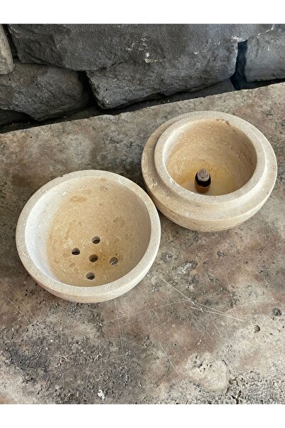 Polen Stone Traverten Yuvarlak Tütsülük, Buhurdanlık, Kokuluk 10cm Çapında