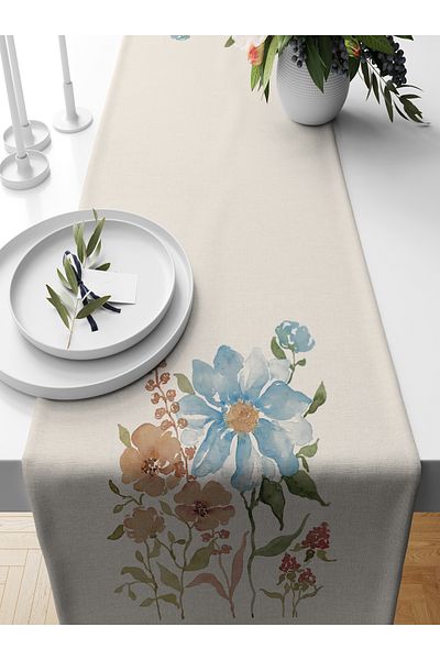 Bertille Home Flower Series 140x40 Cm Digital Printed Runner