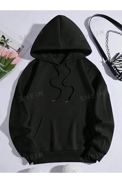 npLStore Зимен голям детски суитшърт - с качулка и шарка на пеперуди и цветя