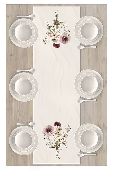 Bertille Home Flower Series 140x40 Cm Digital Printed Runner