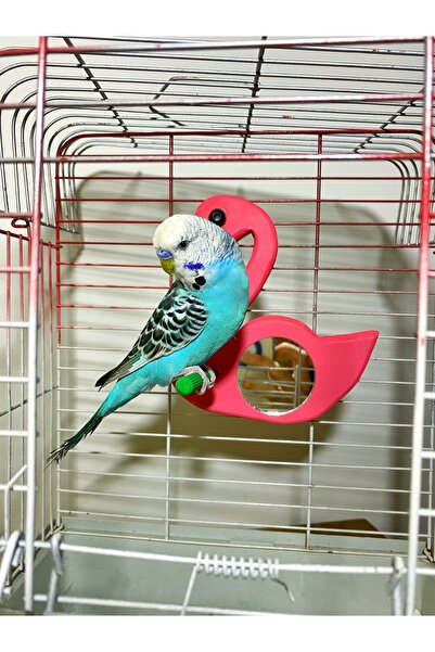 Ciko Kafes Flamingo Patterned Mirrored Bird Perch