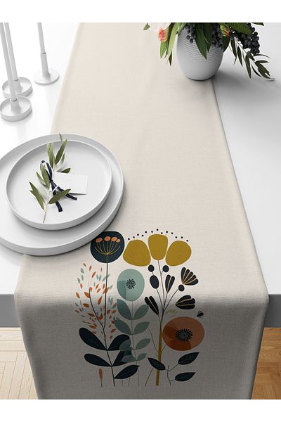 Bertille Home Flower Series 140x40 Cm Digital Printed Runner