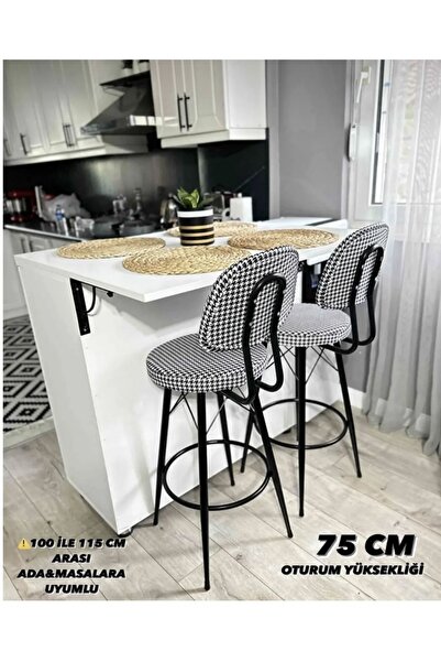 The SANDALYE SHOP Yeni,Dolce Bar Sandalyesi 75 cm Kazayağı Desen Kumaş.100 il...