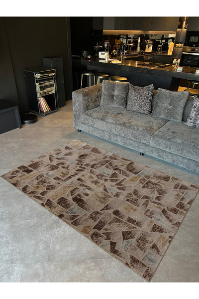 Rugs Modern Halı Beige Coffee Themed Abstract Geometric Patterned Creative Mo...