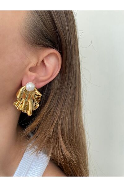 nerora Gold Earrings - Double Use, Oyster Pearl, Non-Tarnish Steel