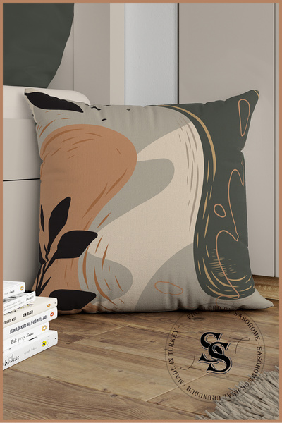 Saso Zelená surrealistická krémová sada 4 sametových polštářů s digitálním potiskem