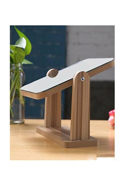 gaman Dekoratif Ayarlanabilir Ahşap Masa Aynası 22 Cm Makyaj Aynası