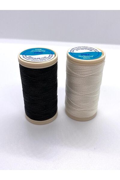 312 KONSEPT NYLBOND BEADS EMBROIDERY STRING 2 SPOOLS BLACK AND WHITE EACH 60 METERS
