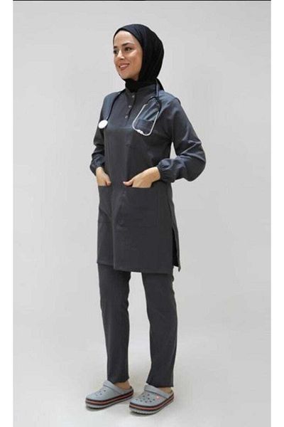 Limitless Hijab Surgical Nurse Doctor Uniform Suit Smoke Anthracite Gray