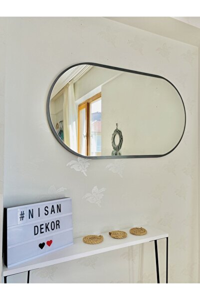 NİSAN DEKOR DEKORATİF OVAL AYNA (ANTRASİT) 92X51 CM