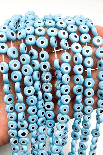 Ebruli Boncuk 8 Mm Cam Nazar Boncuk Takı Yapımı Aksesuar Boncuk Bead (1 DİZİ-...