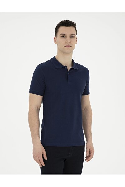 Pierre Cardin تي شيرت أزرق داكن بقصة ضيقة 50291625 -VR079