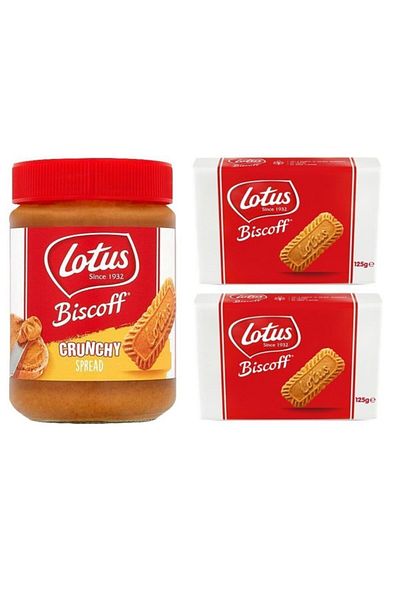 Lotus Biscoff Crunchy 380 Gr - 2 Pieces of Caramelized Biscuit with Spreadable Paste 125 Gr