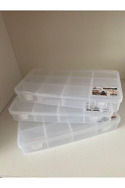 312 KONSEPT 15 BÖLMELİ 1.KALİTE KALIN PLASTİK OGANİZER BONCUK KUTUSU