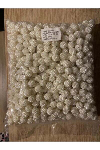 312 KONSEPT 520 Adet 500 gram 14 Mm Geçmeli Krem Renk Böğürtlen Boncuk Börtlen Boncuk Börtlem Boncuk