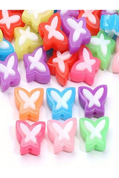 312 KONSEPT Χρωματιστές ακρυλικές χάντρες πεταλούδας Janjanlı 2 εκ. - 10 τεμάχια