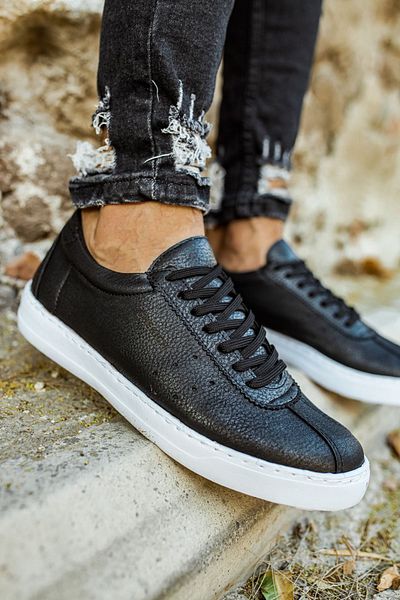BZ Moda B063 Star-X pantofi cu talpă ortopedică pentru bărbați - piele casual, pantofi sport CBT negri