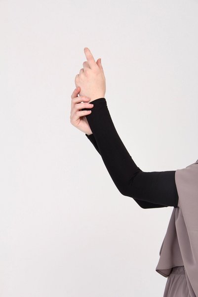 manolyaşal islamic hijab ليكرا غير قابلة للانزلاق، زوج واحد من أكمام السبتور باللون الأسود