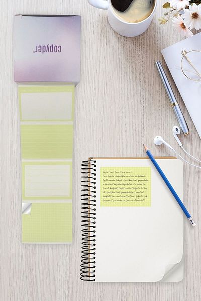 Copyder Pastel Green Note Stickers - 250 Pieces, 4 Different Designs, with Adhesive Paper