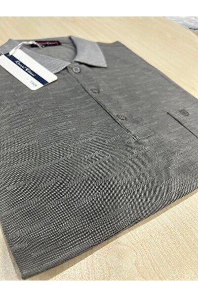 KEMAL EKİNCİ Men's Polo Collar Pocket Patterned T-Shirt