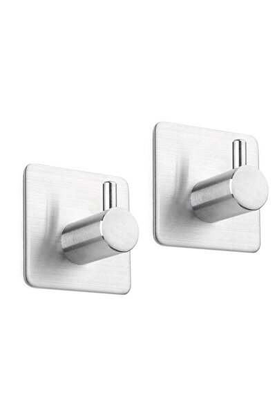 DELTAHOME Paslanmaz Çelik Yapışkanlı Tuvalet Kağıtlığı Ve 2 Adet Banyo Askısı Anında Montaj Vida Yok Inox