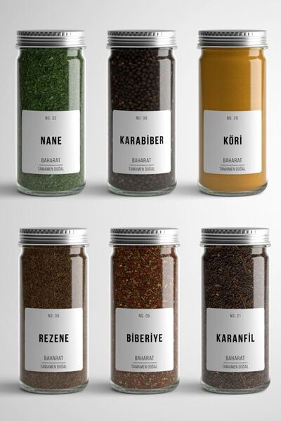 teneffusDesign 96 Pieces Modern Design Spice Pulses Jar Label White Sticker 4.5cmx4.5cm