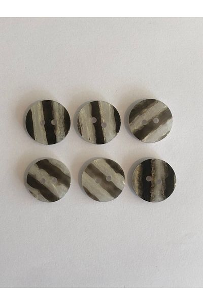 aensia Striped Pearl Thick Button 28 Size Flat Button Pearl Look Polyester Button - Pack of 6 Buttons