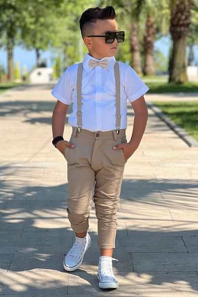 ELAFOR Boys' Set - Including Cotton Shirt, Lycra Gabardine Pants and Bow Strap - Holiday - April 23