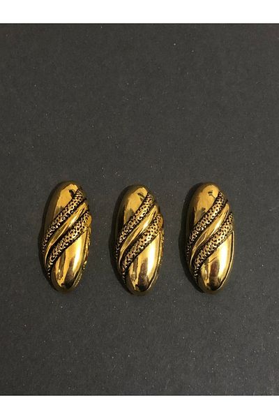 aensia Gold Gold Mussel Model 54 Size Metalized Plastic Cardigan Jacket Coat and Trench Coat Button - Pack of 3