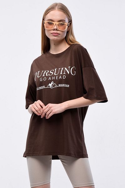 Mad&Calf Γυναικείο μπλουζάκι Pursing Go Ahead με στάμπα Oversize