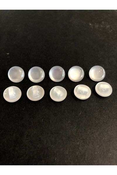aensia Pearlescent White Ball Button 18 Size Button Bottom Footed Shirt Button - Pack of 10 Buttons