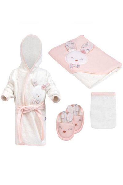 Gaye Bebe Baby Girl Towel Bathrobe Set 826 Salmon - Baby Gift