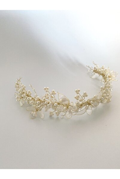 Gözde Çiçek Gelin Tacı Aksesuarı Çiçekli Helen Prenses Tacı