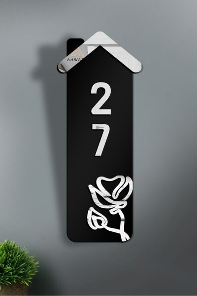 AHWART Ușă decorativă din lemn și plexiglas cu motiv floral - Nr.:27
