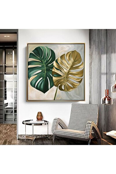 Markazip Gold Yeşil Devetabanı Metal Çerçeveli Kanvas Tablo Kod: Lh108-k