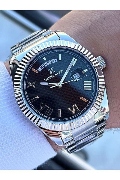Daniel Klein Steel Cord Calendar&Day of the Week Displaying 3 Atm Men's Wrist Watch EDK.1.10623-2