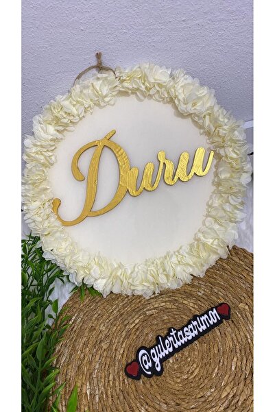 Güler Kaligrafi İSME ÖZEL 30 CM YUVARLAK BEBEK KAPI SÜSÜ