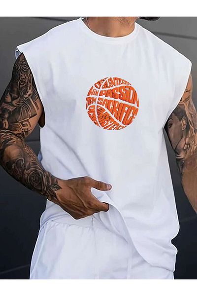 BENROMA Unisex Oversize Αμάνικο T-Shirt - Τυπωμένο σχέδιο