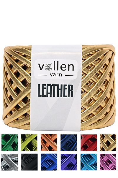 vollen yarn Premium Leather - Μεταλλική και γυαλιστερή χτενισμένη βαμβακερή τσάντα 120 γραμμαρίων, χρυσοκίτρινο
