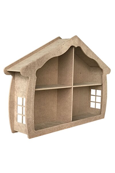 st koleksiyon hobi antika Ahşap Boyanabilir MDF Dekoratif 4 Bölmeli Duvar Rafı - Terek - Kitaplık