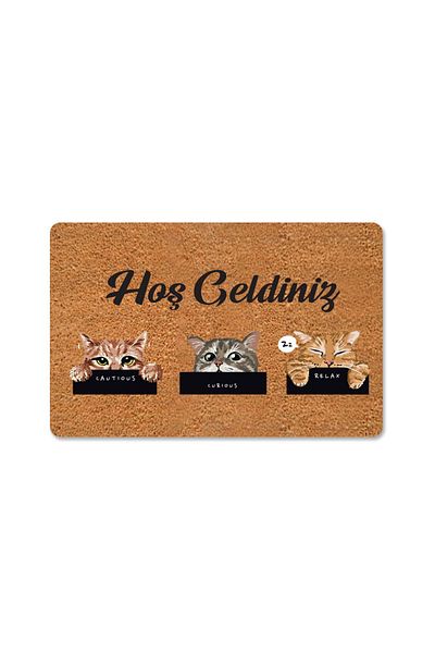 M&H Quality Welcome Written Themed - Decorative Door Mat with Cat, Outdoor and Indoor