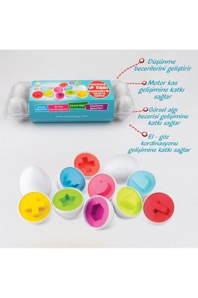 Circle Toys 12 Piece Geometric Egg Matching Game Bultak Puzzle