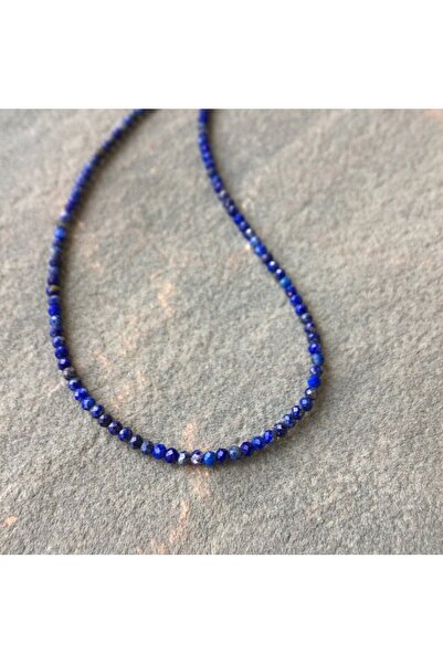 cicekartstudio Lapis Lazuli Gerçek Doğal Taş Gümüş Klips Kolye