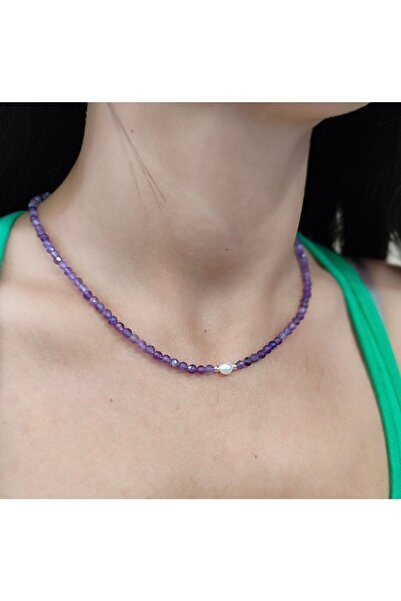 cicekartstudio Incili Ametist Kolye 3mm